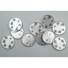 Eurofusioni TAO Yin Yang Silver Plated Coins – I Ching Oracle and Lucky Charm – Diameter Coin cm 2.1 – 10 Pieces