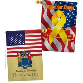 US New Jersey House Flag - Pack Regional States USA American Territories Republic Country Particular Area Support Our Troops - Decoration Banner Small Garden Yard Gift Double-Sided Made in 28 X 40
