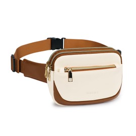 TINYAT Fanny Pack for Women Belt Bag 3-Zipper Pocket Crossbody Waist Bag with Adjustable Strap PU Chest Purse Fashion Bum Bag