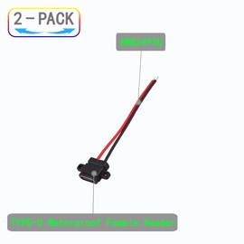 ZJKJHJY 2PCS Type-C Female Chassis Waterproof 2P Solder Wire Type USB C Pigtail Cable Extension Power Cable USB-C Plug to