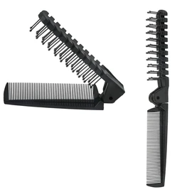Folding Hair Brush and Comb - 2pcs Foldable Travel Hair Brushes for Women,Plastic Portable Travel Hair Brush Pocket Hair Comb,Double Headed Mini Travel Comb,Plastic Folding Comb Anti-Static Hair Comb