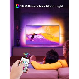 GIPOYENT TV Light Strip, Music Sync LED TV Backlight, for 45-75 Inch TV, LED TV Light with Bluetooth Function - RGB Color Changing Light Strip for Home Theater (16.4ft)