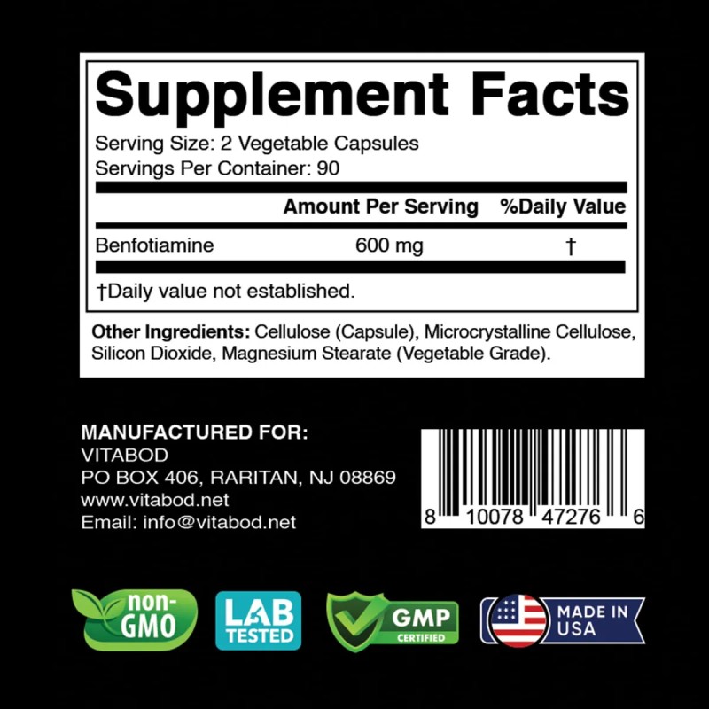 Vitabod Benfotiamina 600mg 180 Cápsulas Vegetarianas