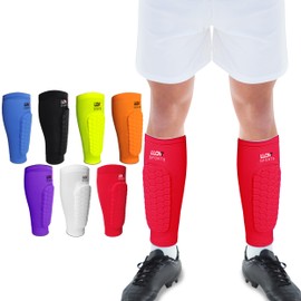 LUONT - Soccer Shin Guards for Men, Women & kids | Protective Football Soccer Pads with Superior Impact Absorption, Breathable, & Lightweight | Football Shin Guards Sleeves (XS, Red)