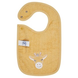 Sterntaler Giraffe Kaya Bib - Absorbent Cotton with Cute Applique - Practical Press Stud Closure on the Shoulder - Soft & Skin Friendly for Babies - Ochre