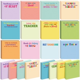 Motipuns 24 Pcs Back to School Gifts Teacher Appreciation Gifts Bulk Inspirational Teachers Sticky Notes Mini Pocket Motivational Notepads for School Office Supplies 3 x 3''(Pastel,Plain,Teacher)