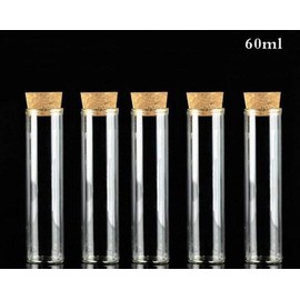 10PCS Empty Glass Clear Test Tube Message Bottles Vials Jars Packing Container with Wood Cork Stoppers for Scientific Experiments Tea Powder Liquid Storage Dispenser(60ml-30mm x 120mm)