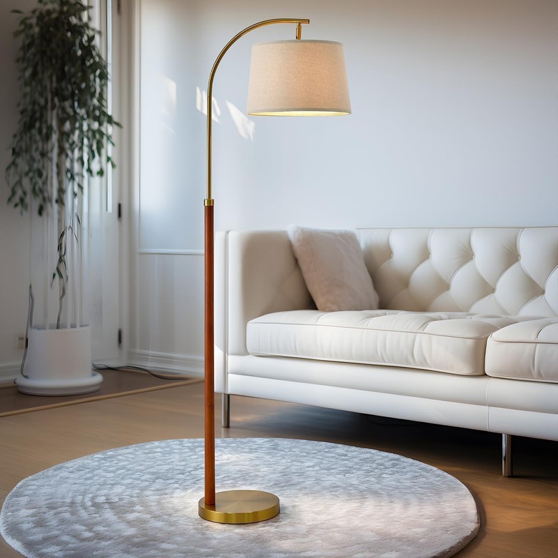 G-SAFAVA 62.5" Wood Floor Lamp for Living Room Gold with