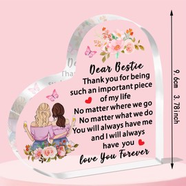 JETTOP Bestie Gifts for Women Gifts for Bestie Best Friend Female Friendship Birthday Christmas Acrylic Plaque Special Bestie Presents Love You
