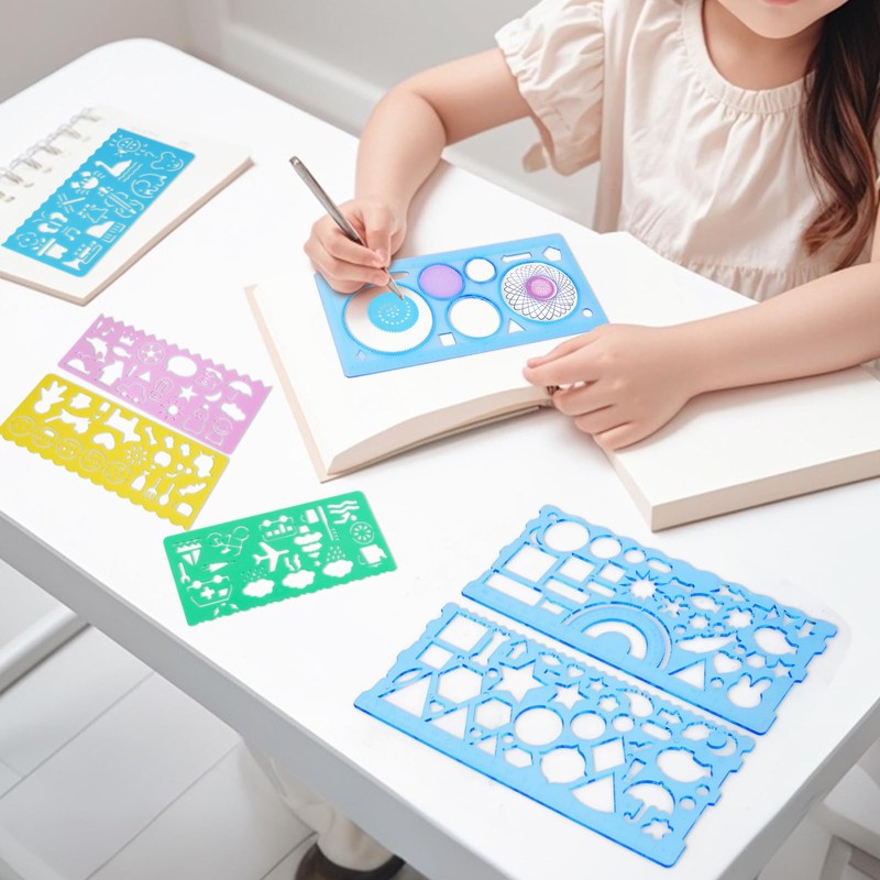 UCEC Ruler Elementary School Student Template with Rolling Ruler, Multi-functional,