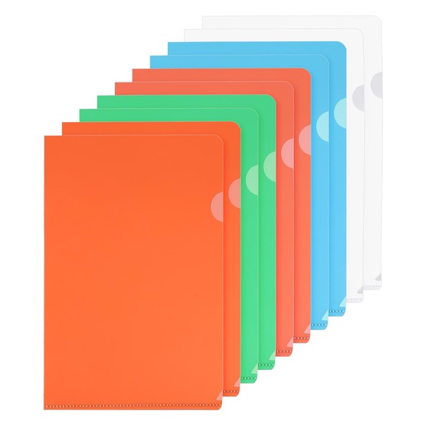 PATIKIL 10 Pack L-Shaped Folders, A5 Plastic Files Project Pocket,