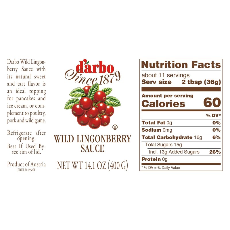 D'Arbo Premium Wild Lingonberry Sauce 14.1 oz (Pack of 6)