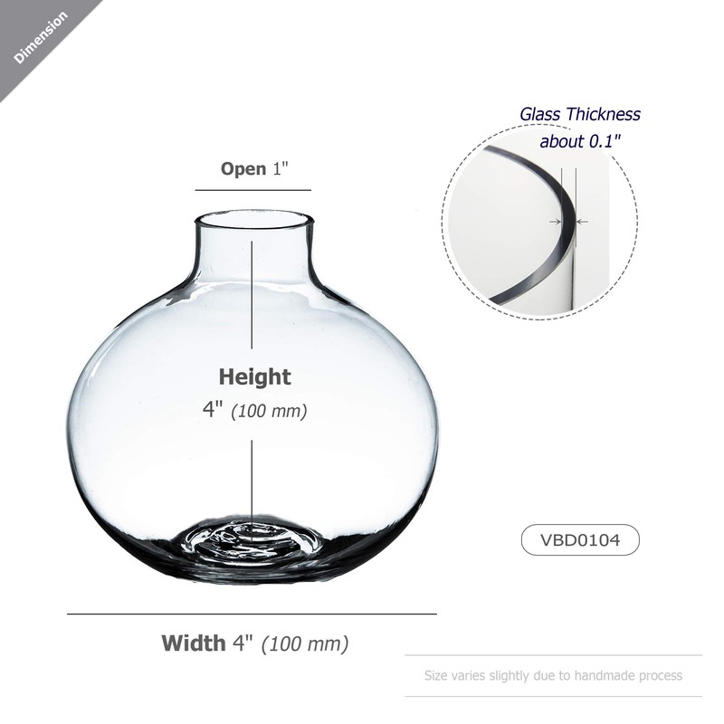 WGVI WGV AZ_VBD0104_CL Round Glass Bud Vase with Glass Cleaning