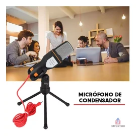 Importeek Microfono Condensador Alambrico Computadora Celular + Tripie