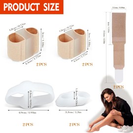 ZFISH 10 Pieces Hammer Toe Corrector for Women, Toe separators Men, Toe separators Corrector, Toes spacers 2 Pieces Small Cloth Strips with 2 Loops (4 Nylon + 4 Gel)