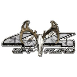 Wrapped in Skins 4x4 OFF ROAD Truck Side Deer Skull Decals BUCK SKULL SNOW CAMO 10" A-007W-BU