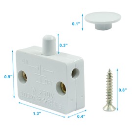 Hordion 2Pcs Cabinet Door Switch, Closet Light Wardrobe Touch Switches for Cabinet Closet Wardrobe Pantry Light On Off Switch Applicable to 12V 24V 110V, White