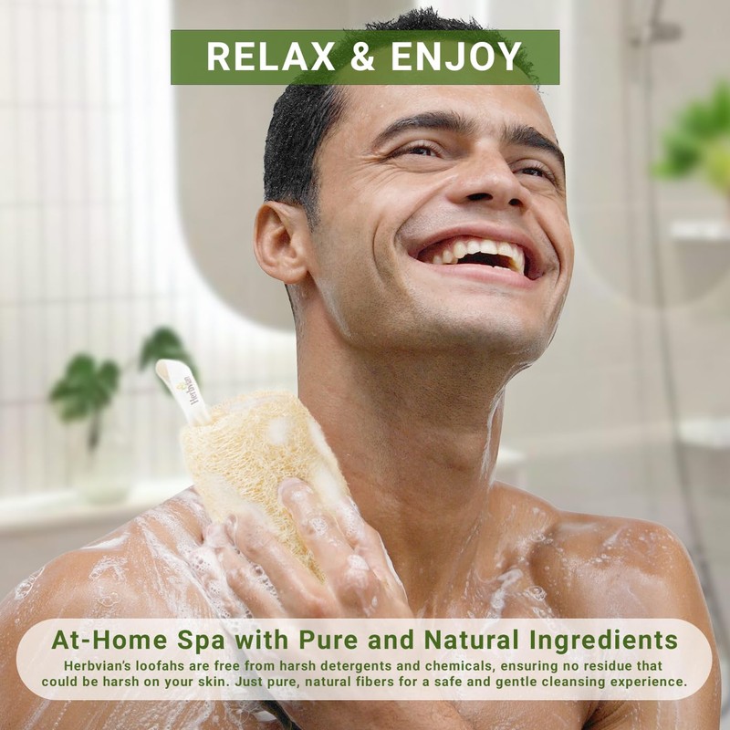 Natural Vietnamese Loofah Sponge, 100% Plant-Based Luffa Exfoliating Body Scrubber