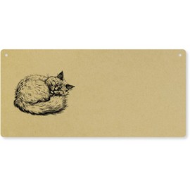 'Sleeping Persian Cat' Large Wooden Wall Plaque/Door Sign (DP00061827)