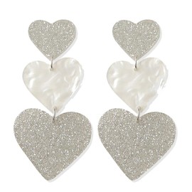 Adoshine White Heart Earrings Dangle Earrings Acrylic Cute Rave Earrings Concert Outfit Heart Shaped Earrings for Women Gift