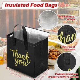 Aliceset 80 Pcs Thank You Insulated Bags for Food Delivery Bulk 9. 5 x 9. 5 x 6 Inch Take Away Bags Thermal Insulation Bag for Hot Cold Food Coffee Milk Seafood Pizza Catering Restaurant Grocery