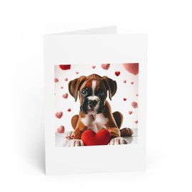 DistinctInk Greeting Card/Note Card - Valentine's Day Boxer Puppy - PACK of 5