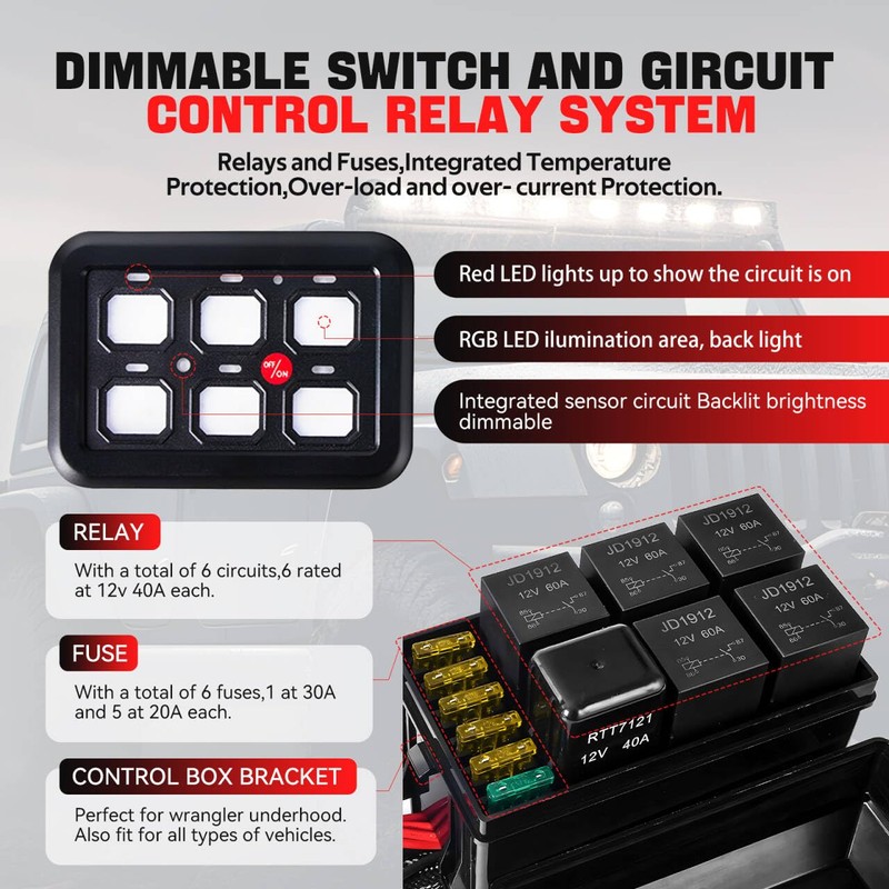 6 Gang Switch Panel with Automatic Dimmable On-Off LED Switch