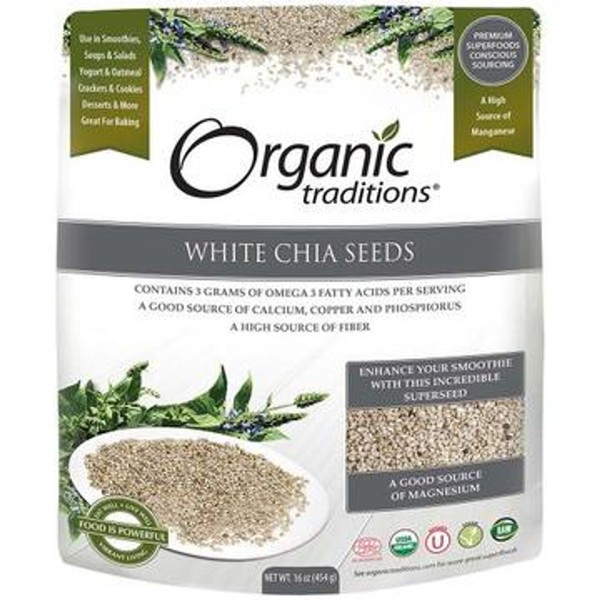 Organic Traditions White Chia Seeds 454 g