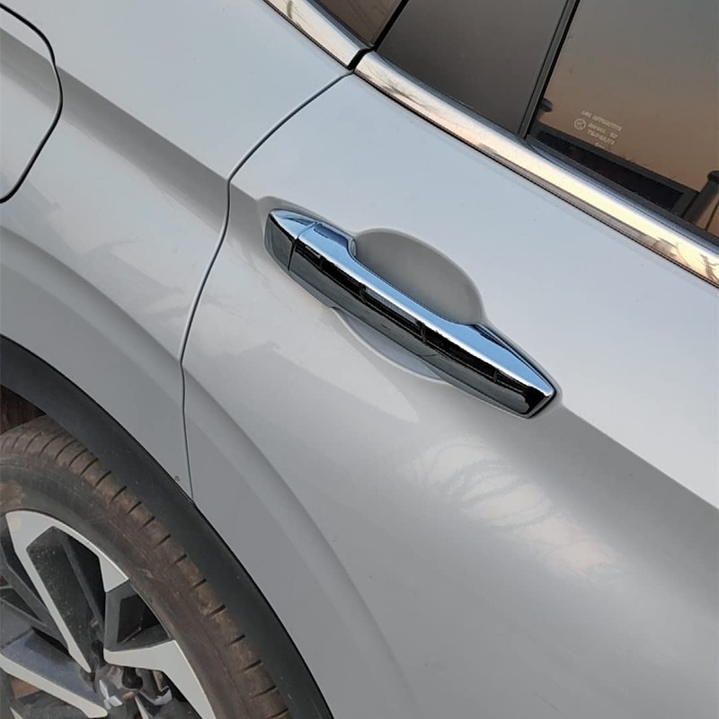 CYAuto Carbon Fiber Chrome Exterior Door Handle Cover Trims for