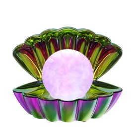 LKUA Shell Pearl Beach Themed Night Light, RGB 8 Colors Changing Mood Shell Pearl Lamps, Bedside LED Clamshell Portable Night Lights for Bar (Electroplating Colorful)