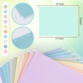 Janmini 30 Pcs Macaron Color Hanging Folders with Foil Stamping Process, Including Adjustable Tabs and Inserts, Letter Size Decorative Hanging File Cabinet Inserts Organizer for Desk Office School