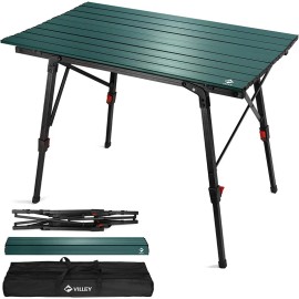VILLEY 35in Portable Camping Table Adjustable Aluminum Folding Beach Table w/Bag