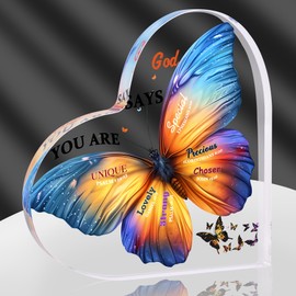 Christian Gifts for Women, Valentine's Day Gifts Inspirational Birthday Gift for Friends, Religious Spiritual Gifts for Sister Girls Mom Female Coworker Butterfly Gifts Decorations for Home Office