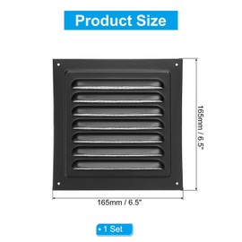 PATIKIL 6.5"x6.5" Aluminum Gable Vent, Exterior Wall Outlet Vent Square Soffit Vent HVAC Louver Air Grille with Built-in Screen for House Attic Garage Ceiling, Black