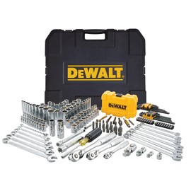DEWALT Mechanic Tool Set with Case, Socket Set Metric and Standard Full, 1/4" & 3/8" Drive, Hex Keys and Specialty Tools, 168-Piece (DWMT73803)