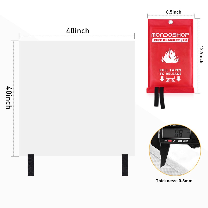 Mondoshop Silicone Fire Blanket for Home - 4Pack 40"x40" Emergency