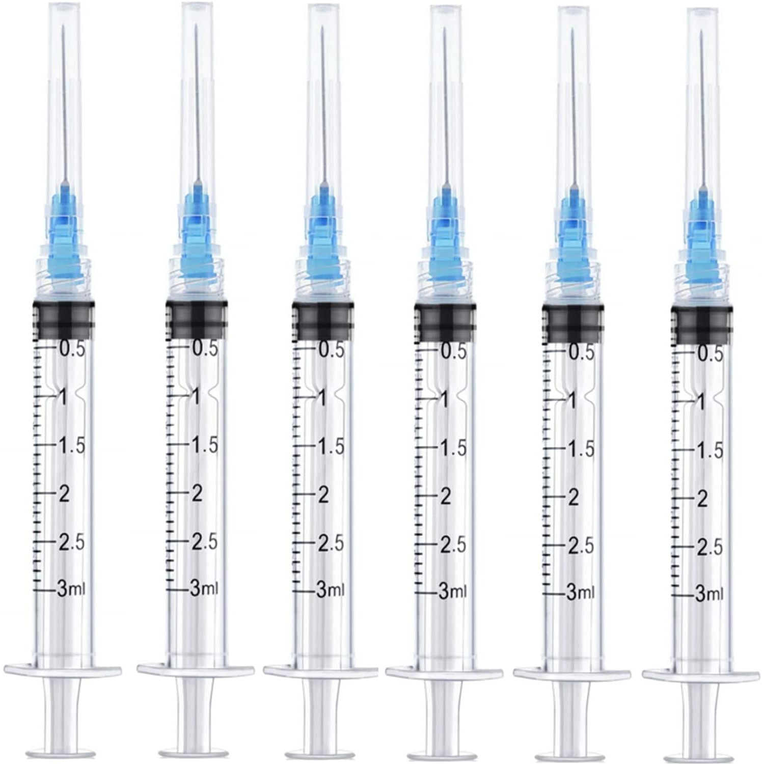 100 Pack - 3ml/cc Plastic Injection Syringe with 23G 1 Inch Needles ...