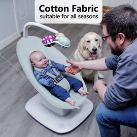 Greuame Baby Swing Cover - Compatible with 4moms MamaRoo 5 Launched 2022 - Soft & Breathable Fabric, Machine Washable, Perfect for Baby & Newborn (Cover Only) Blue