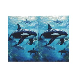 Killer Whales Swim Along Stylish Unique Pearl Paper Greeting Cards Greetings Blank Cards Assortment With Envelopes