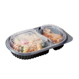 Restaurantware RW Base 20 Ounce Meal Prep Containers, 100 Microwavable To Go Containers With Lids - Disposable, Freezable, Black Plastic Oval Food Containers, Pack Hot And Cold Food, For Takeaway