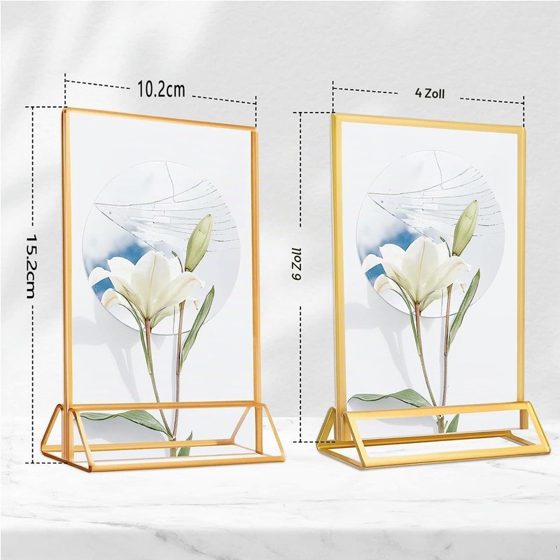 Bluweet Double Sided Picture Frame 6 Pieces, A6 Gold Place