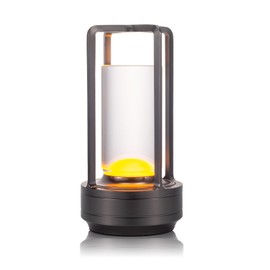 Portable Metal Table Lamp for Indoor/Outdoor ,Rechargeable Cordless LED Lamp, 3-Colour Infinitely Dimming Battery Powered Small Desk Lamp, Restaurant/Bedroom/Bar/Coffee Shop/Camping Light (Grey)