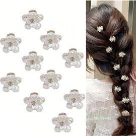 10 Stück Mini Diamant Haarspangen, Kleine Haarspangen Blumen Haarschmuck, Haarschmuck für Damen, Mädchen, Haarspange Blume, Brautschmuck, Haarschmuck für Hochzeit, Alltag, Party