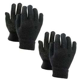 2 Pairs Black Driving Equestrian Running Outdoor Sports Black Mens Boys Girls Women Warm Full Finger Gripper Gloves