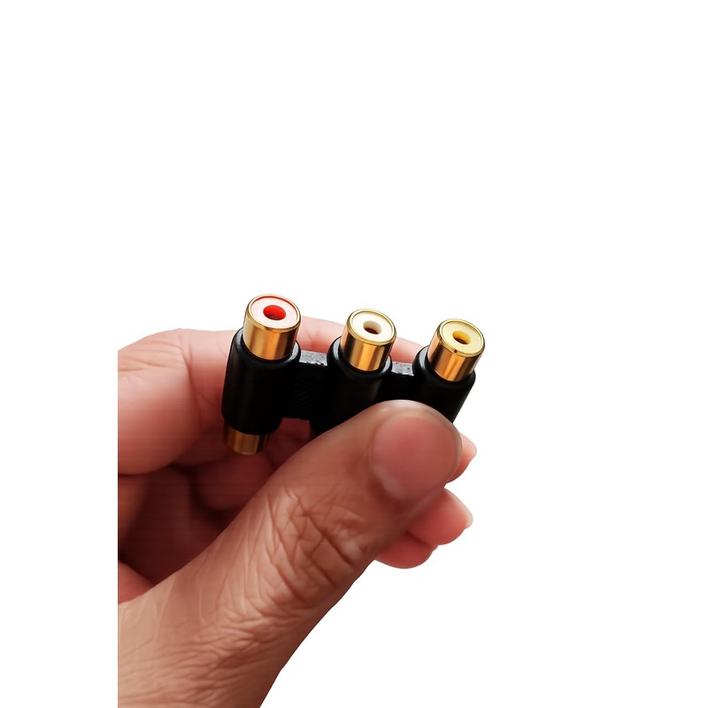Harrista Gold-Plated RCA AV Coupler – 3 RCA Female to