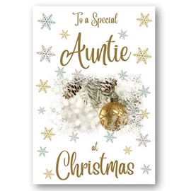 Second Ave Auntie Christmas Gold Bauble Xmas Holiday Festive Greetings Card