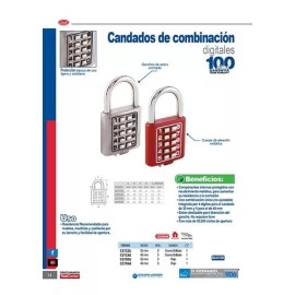Lock Candado Digital Corto 40 Mm Rojo C27r40 Lock
