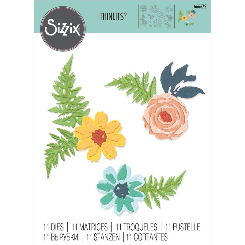 Sizzix Thinlits Flower and Fern Die Set, Multi-Colour, One Size