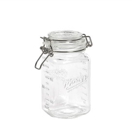 Mason Craft & More Airtight Kitchen Food Storage Clear Glass Clamp Jars, 50 Ounce (1.5 Liter) Medium Clamp Jar