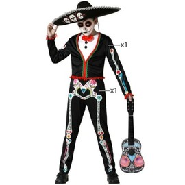 Atosa Mexican Mariachi Skeleton Costume Child 7 to 9 Years